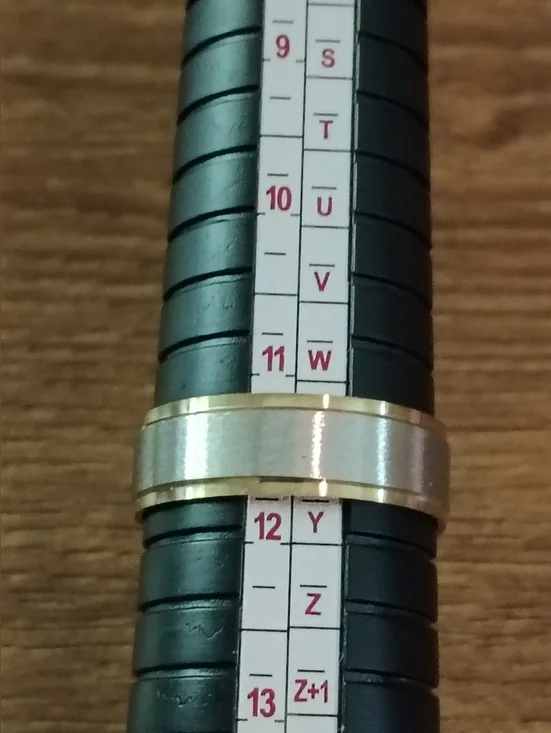 Two Tone Silver Gold Band Ring Size 11.75 Brushed Wedding Band Minimalist - Picture 5 of 6